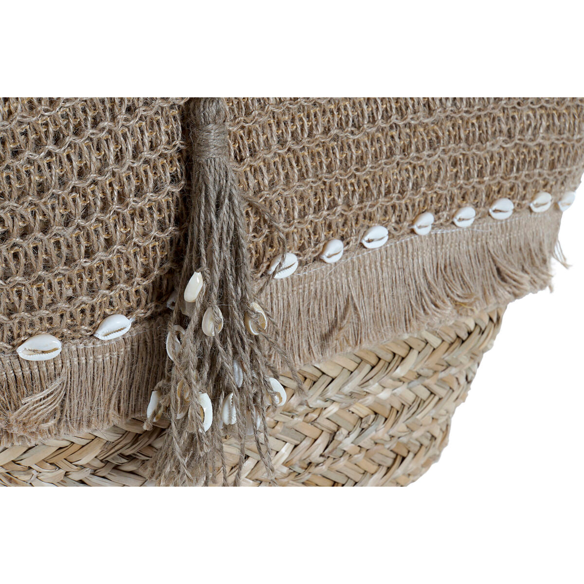Sac de Plage Naturel - Herbier Marin & Jute - Détails Coquillages