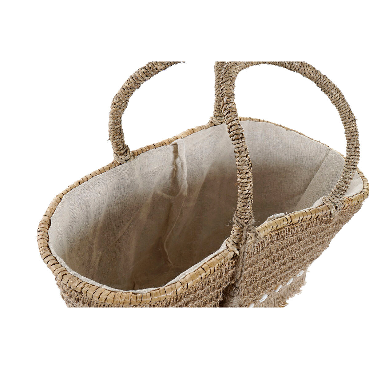 Sac de Plage Naturel - Herbier Marin & Jute - Détails Coquillages