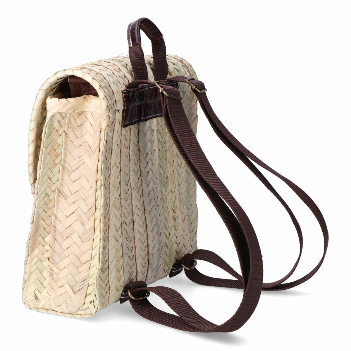 Sac à Dos Casual EDM Viena - Feuille de Palmier Naturelle & Poignée Cuir