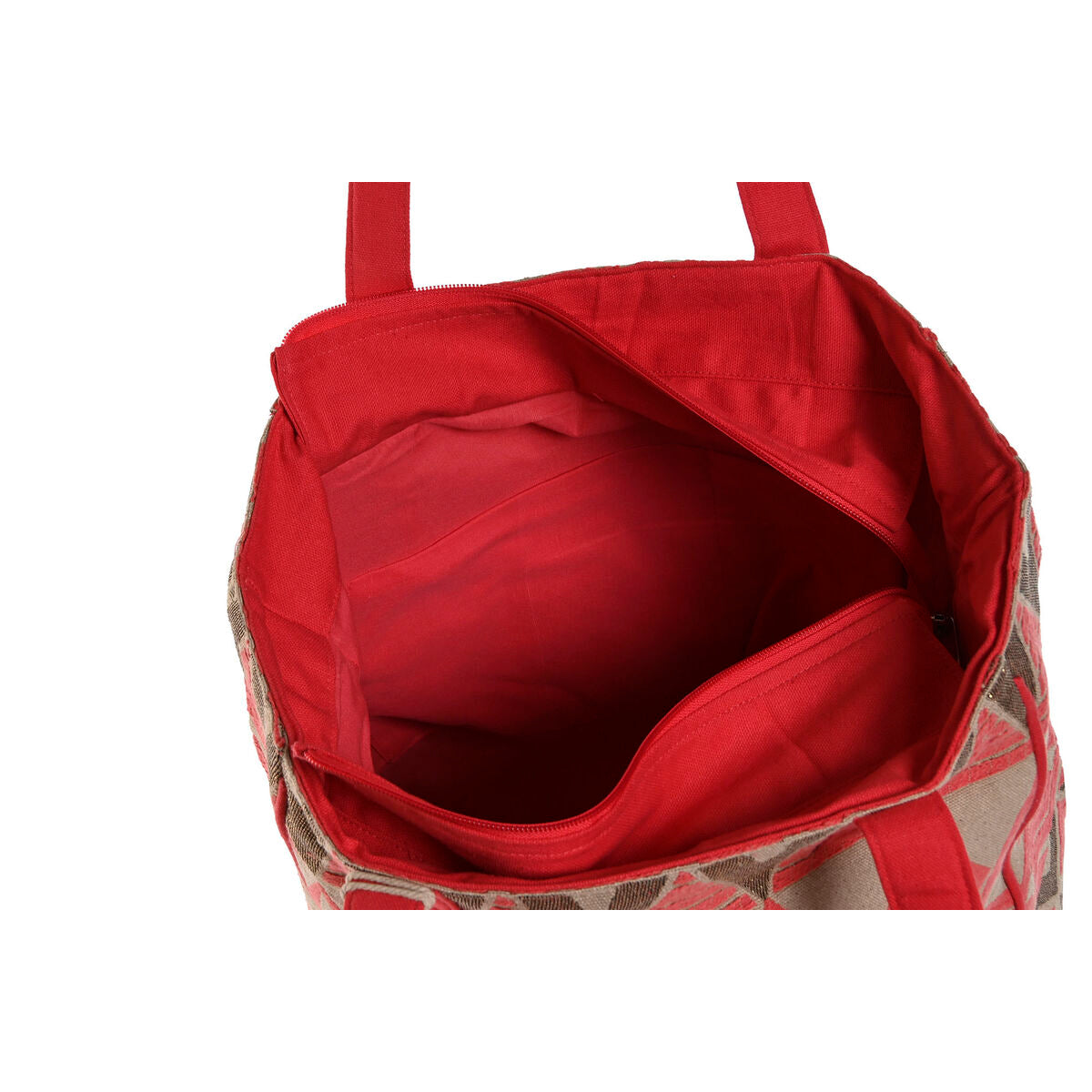 Sac Cabas Beige & Rouge/Fuchsia