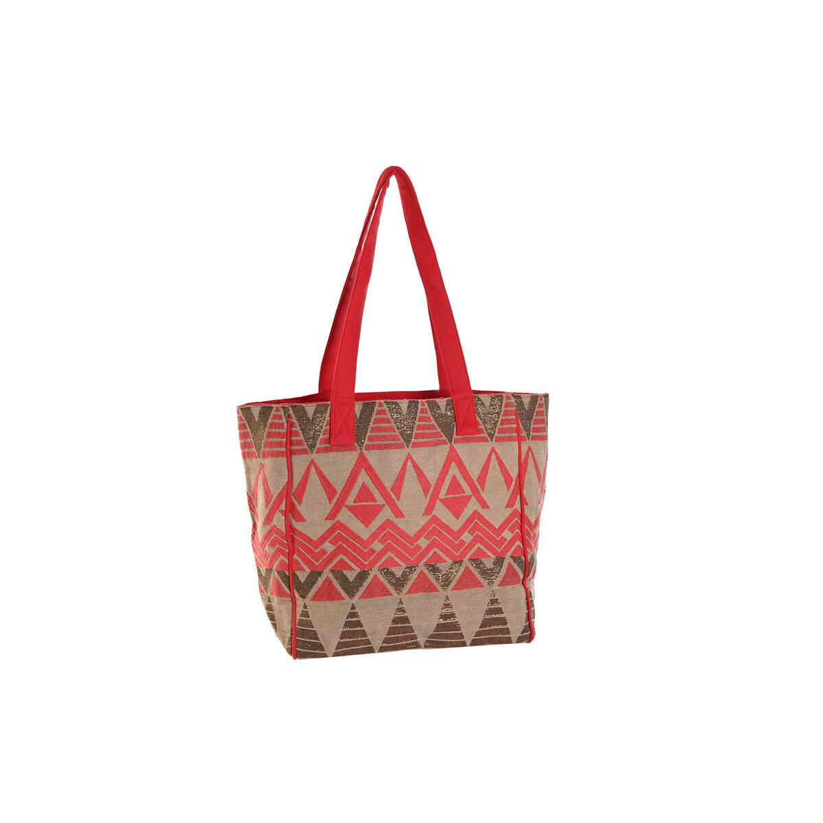 Sac Cabas Beige & Rouge/Fuchsia