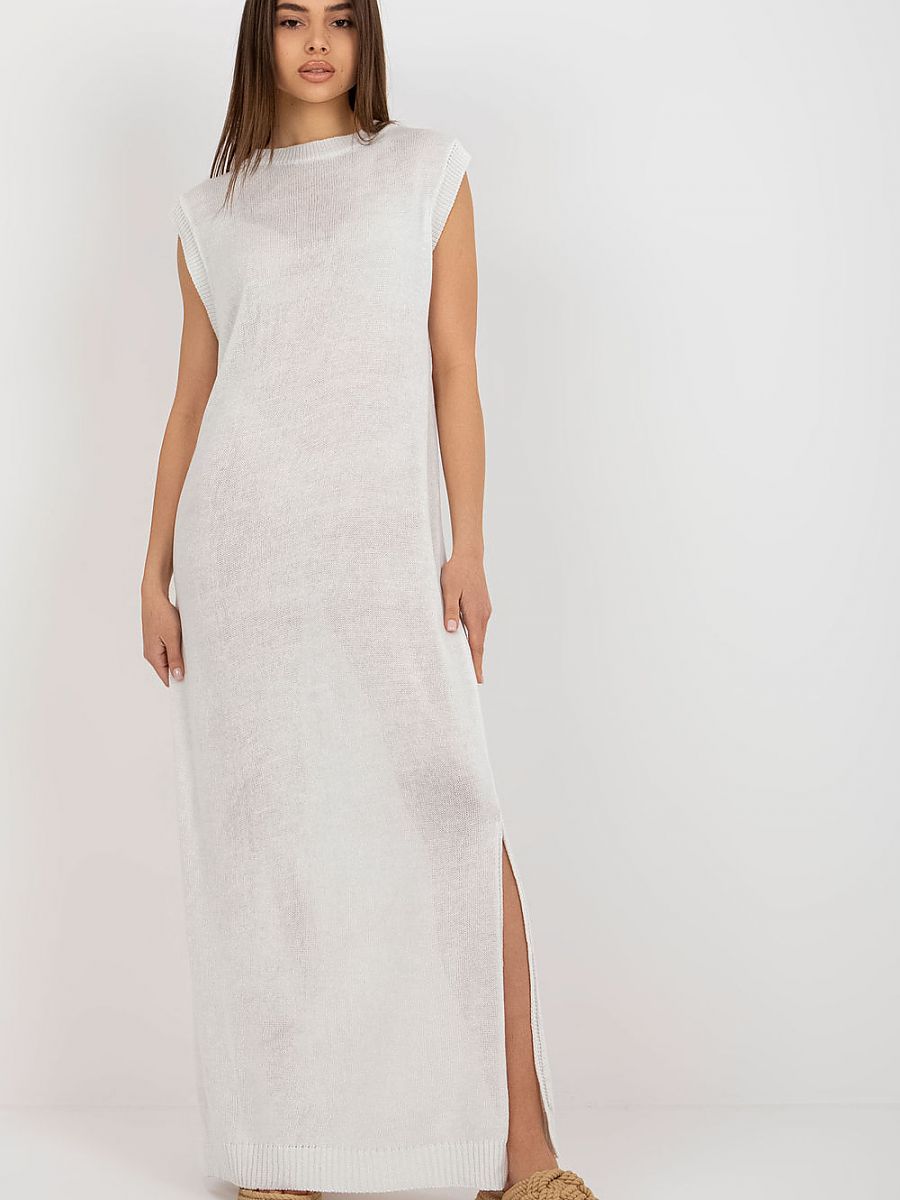 Robe de Plage Longue Badu - Maille Blanche Fendue