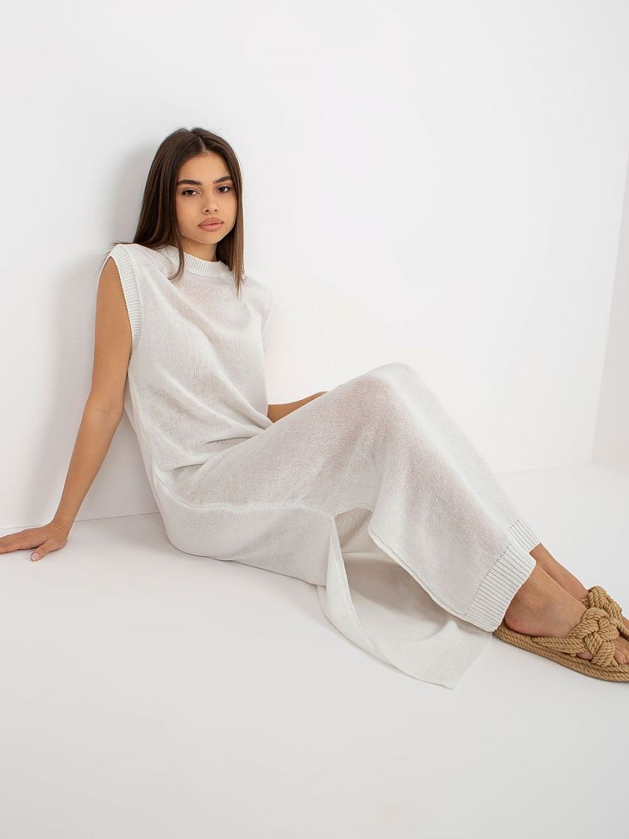 Robe de Plage Longue Badu - Maille Blanche Fendue