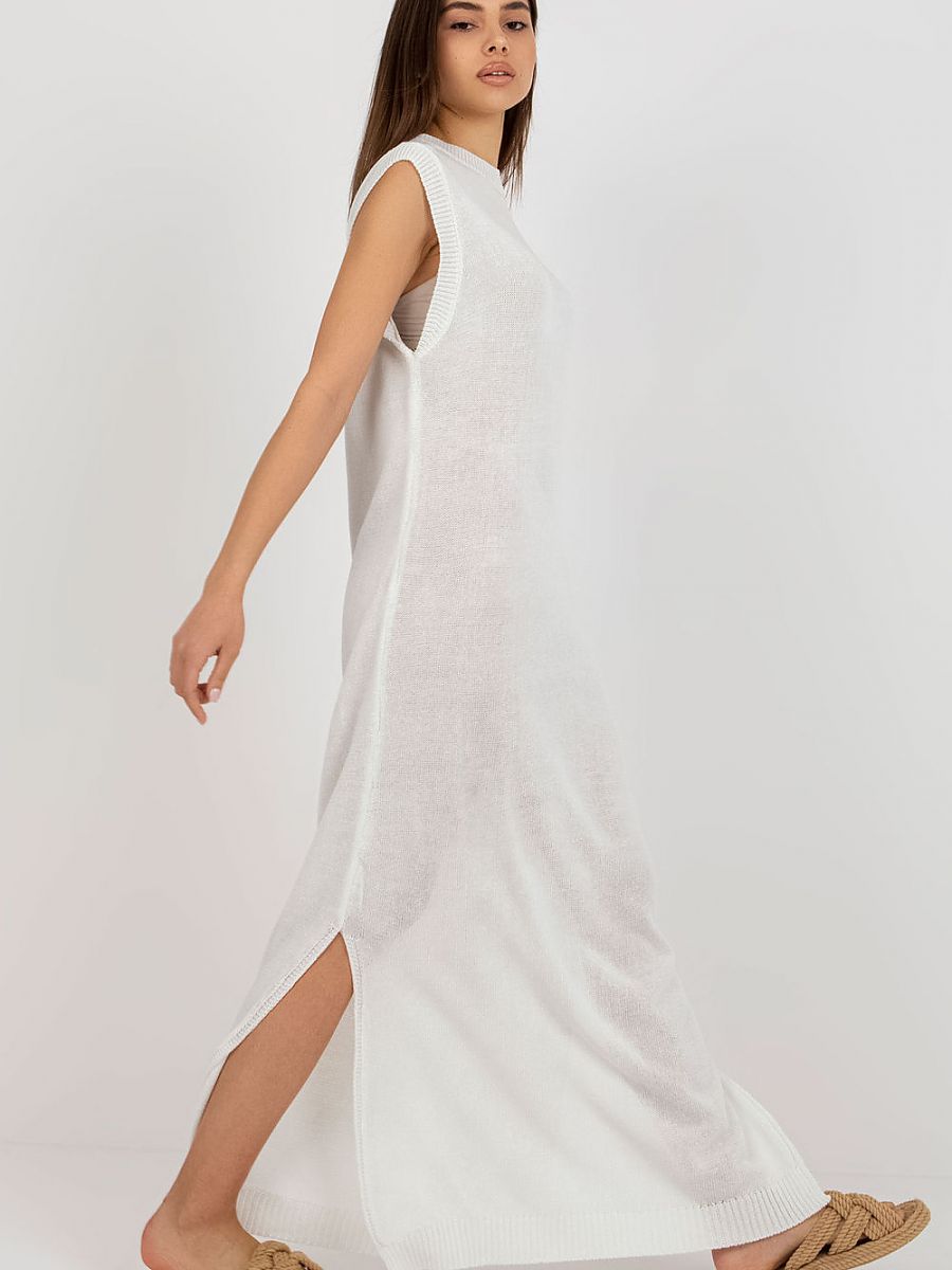 Robe de Plage Longue Badu - Maille Blanche Fendue