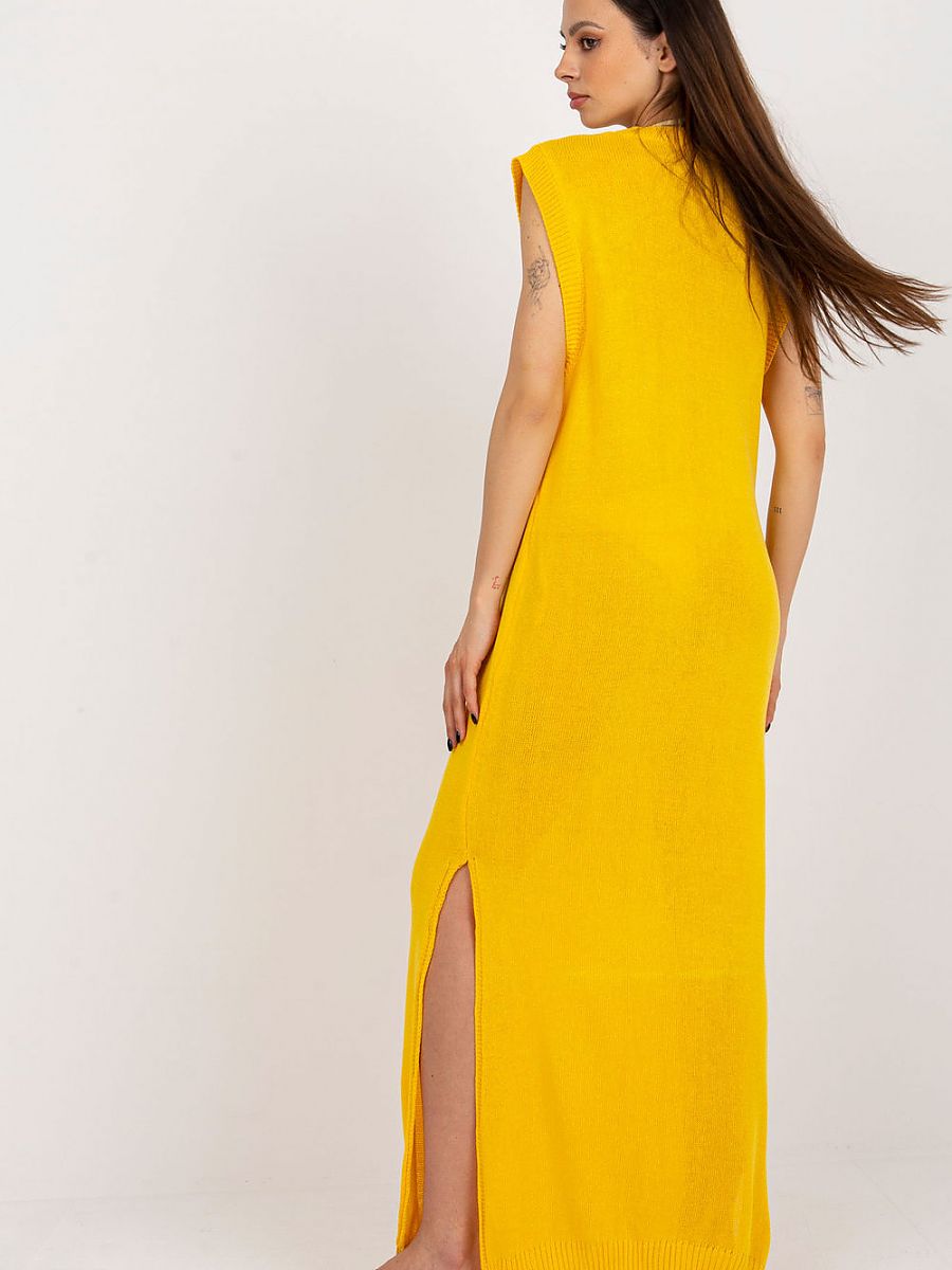 Robe de Plage Longue Badu - Jaune Maille Fendue