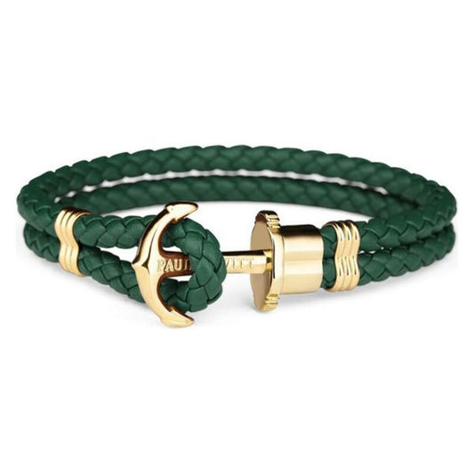 Bracelet Paul Hewitt  Ancre - Cuir Vert & Or
