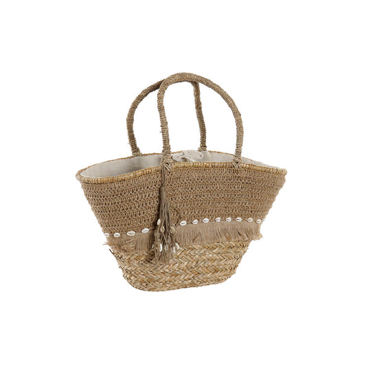 Sac de Plage Naturel - Herbier Marin & Jute - Détails Coquillages