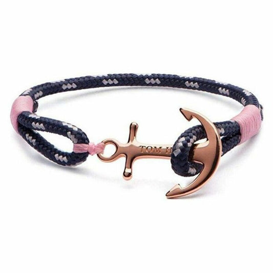 Bracelet Femme Tom Hope Ancre Rose Gold & Corde Marine