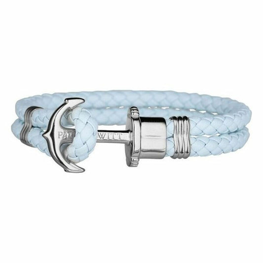 Bracelet Unisexe Paul Hewitt Ancre Cuir Tressé Bleu Clair
