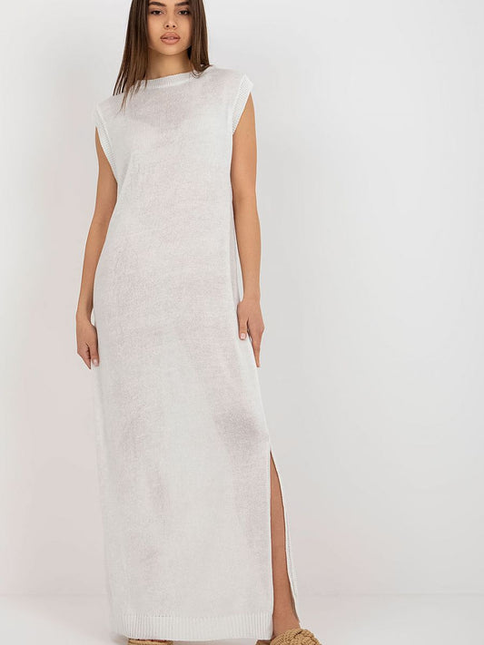 Robe de Plage Longue Badu - Maille Blanche Fendue