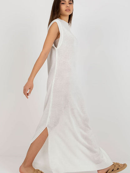 Robe de Plage Longue Badu - Maille Blanche Fendue
