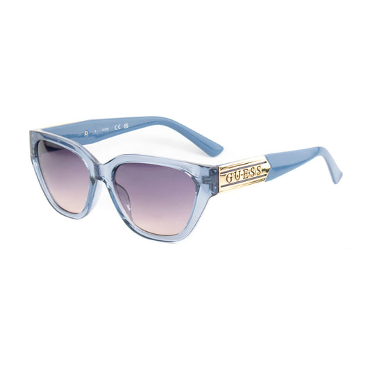 Lunettes de Soleil Femme Guess - Monture Bleue Cat-Eye & Verres Dégradés Violet/Rose - Protection UV400