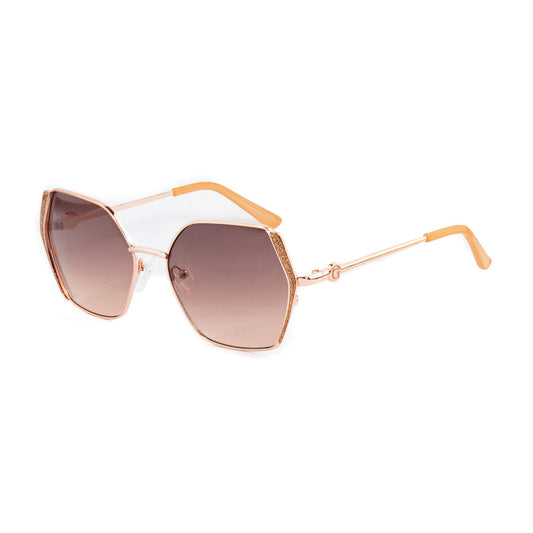Lunettes de Soleil Femme Guess  - Rondes Oversize Marron & Doré